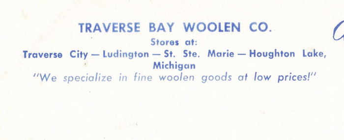 Traverse Bay Woolen - Old Postcard